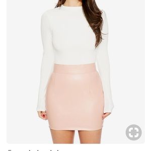 Faux light pink leather mini skirt